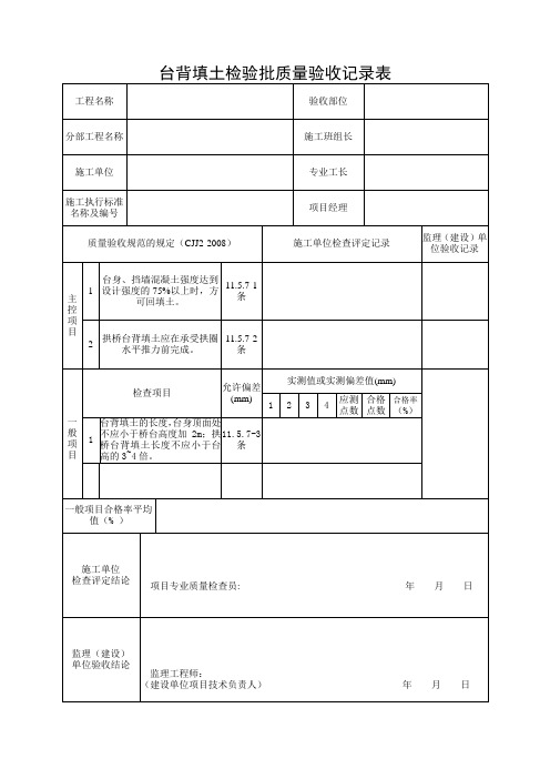 台背填土检验批质量验收记录表