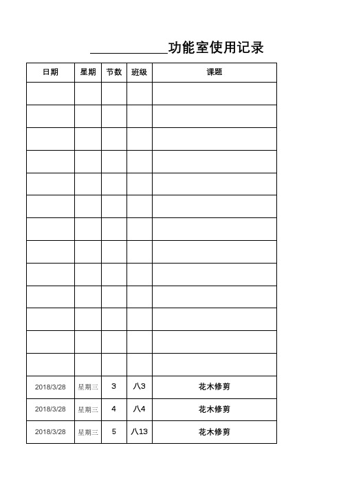 劳技室功能室使用记录