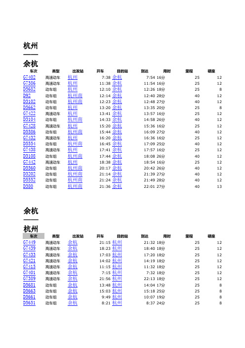 列车时刻表