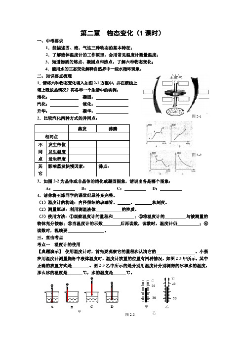 2019学习共同体初三年级物理中考总复习导学案设计(无答案)2、物态变化