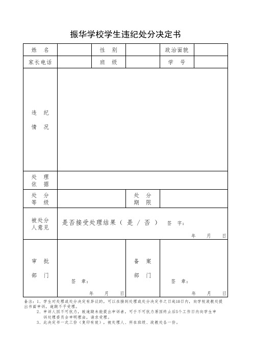 处分决定书模板