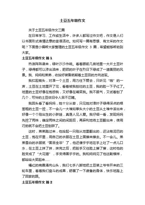 关于土豆五年级作文三篇