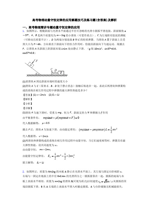 高考物理动量守恒定律的应用解题技巧及练习题(含答案)及解析