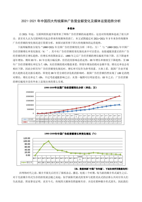 2005-2009年中国四大传统媒体广告营业额变化及媒体运营趋势分析