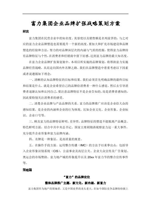 富力集团企业品牌扩张战略策划方案