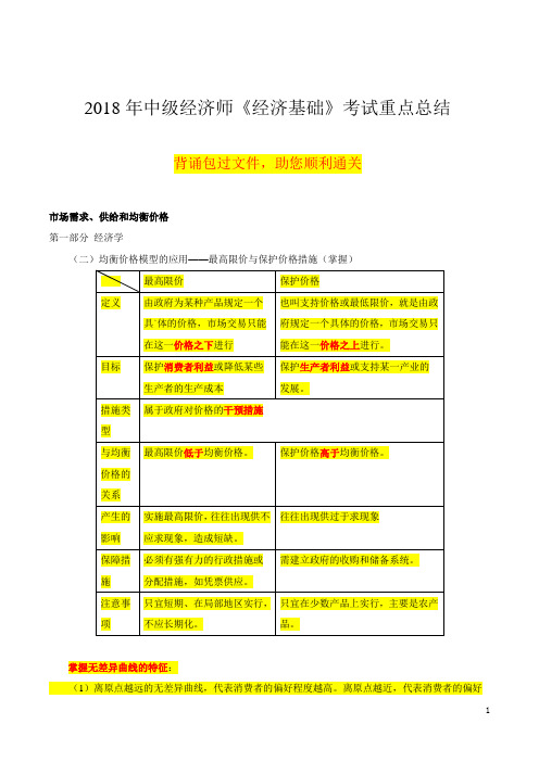 2018年中级经济师《经济基础》考试重点总结