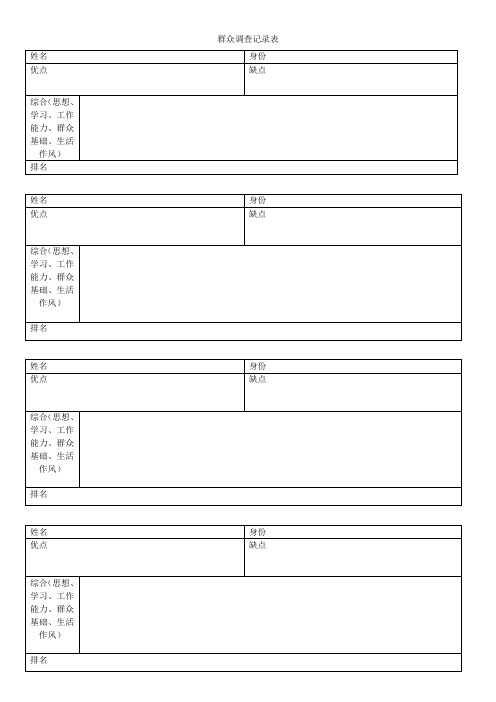 (发展党员)群众调查记录表