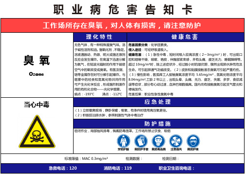 【臭氧】职业病危害告知卡(精编版)