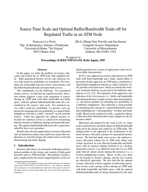 Source time scale and optimal bufferbandwidth trade-off for regulated traffic in an atm nod