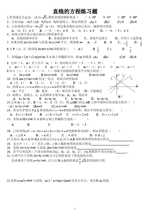 直线的方程练习题