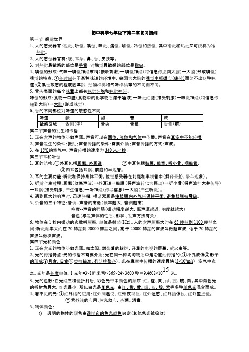 (完整)七年级下科学第二章知识点提纲,推荐文档