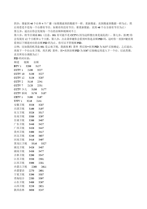 中星9号音频码