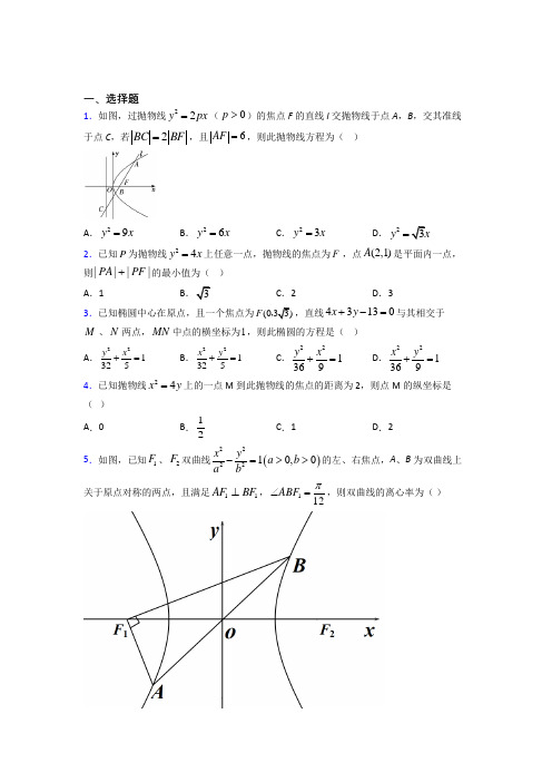 深圳培英文武实验学校高中数学选修2-1第三章《圆锥曲线与方程》测试(包含答案解析)