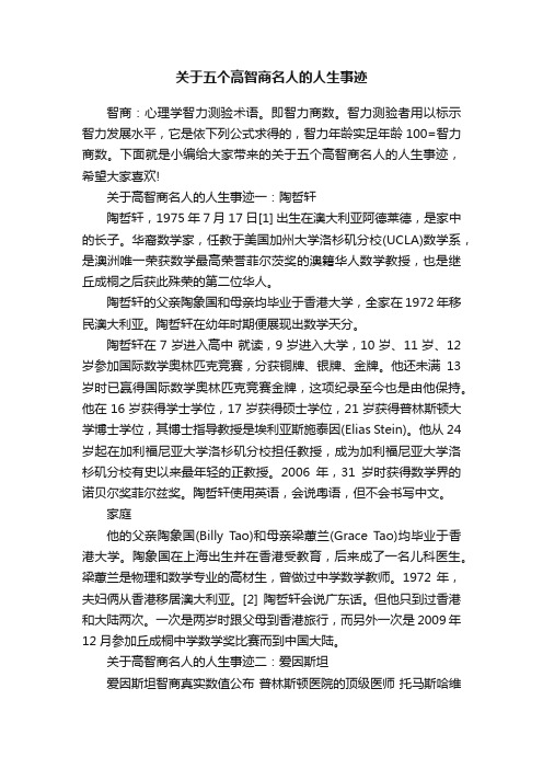 关于五个高智商名人的人生事迹