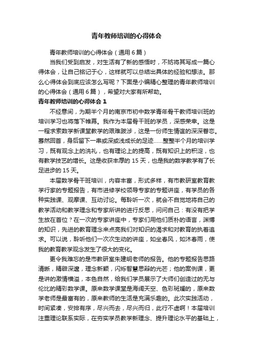 青年教师培训的心得体会（通用6篇）