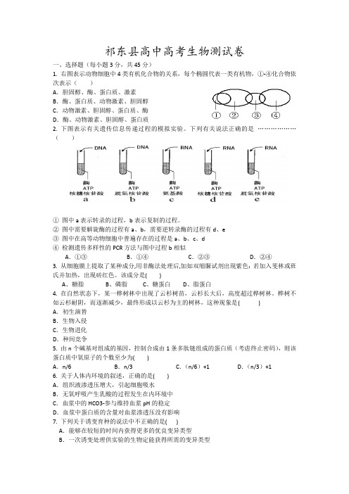 祁东县高中高考生物测试卷8