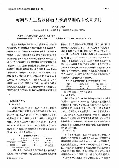 可调节人工晶状体植入术后早期临床效果探讨