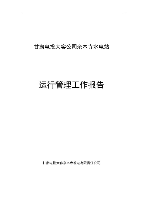 杂木寺水电站运行管理方案计划报告