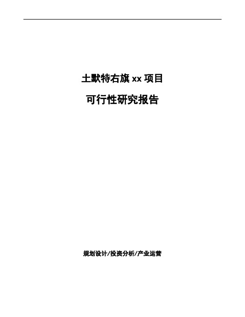 土默特右旗项目可行性研究报告(立项模板)