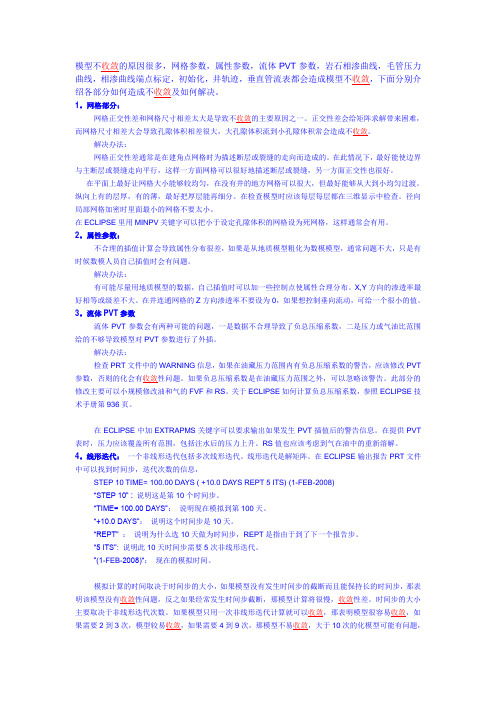 eclipse模型不收敛的原因很多