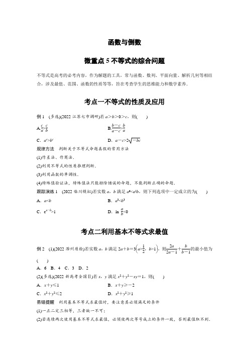 函数与倒数微重点5 不等式的综合问题