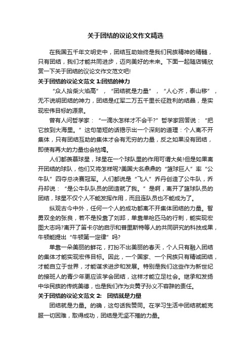 关于团结的议论文作文精选