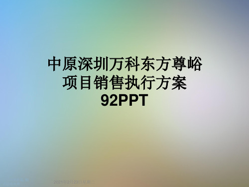 中原深圳万科东方尊峪项目销售执行方案92PPT