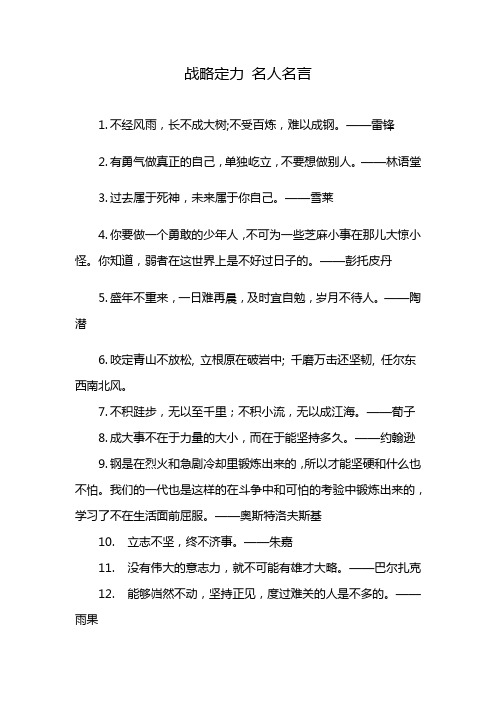 战略定力 名人名言