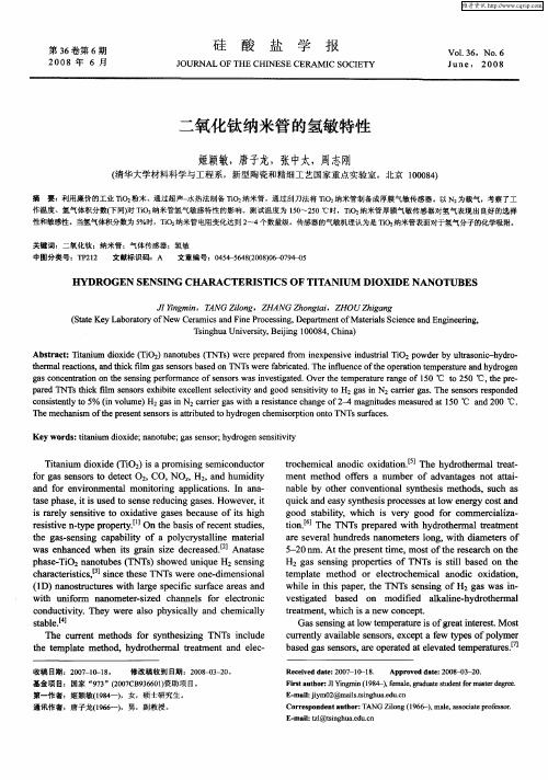 二氧化钛纳米管的氢敏特性(英文)