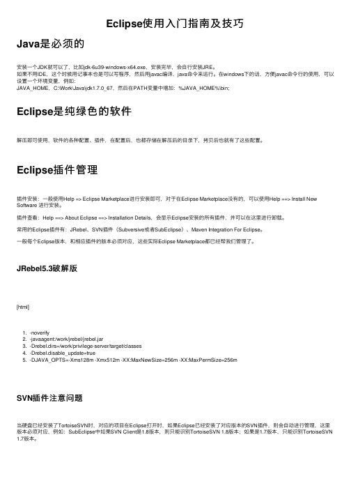 Eclipse使用入门指南及技巧