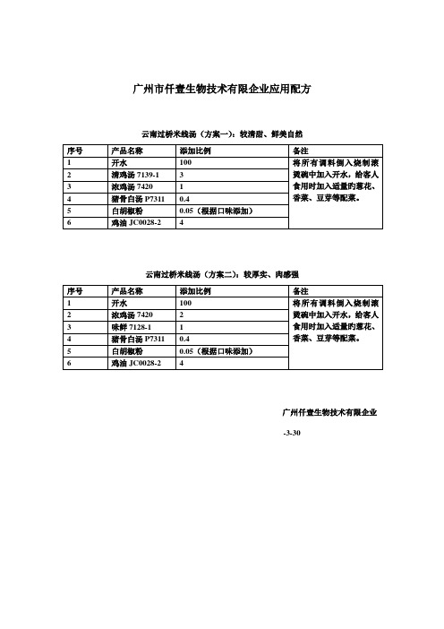 过桥米线汤料方案