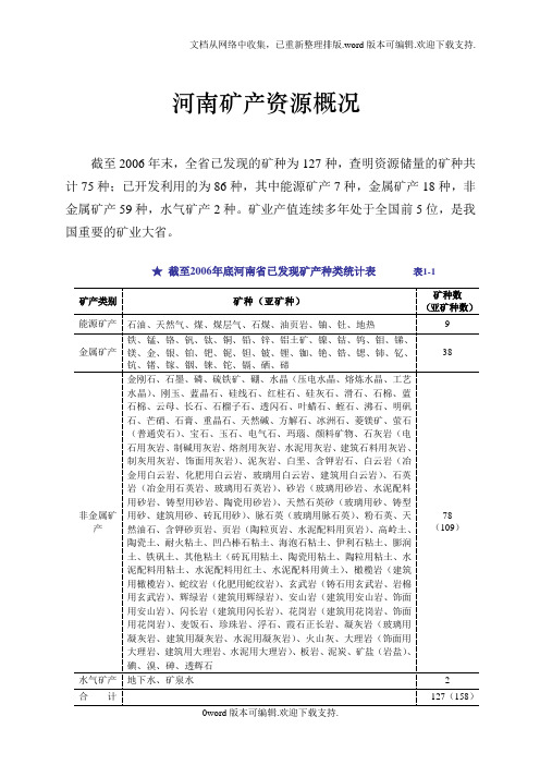 河南矿产资源概况