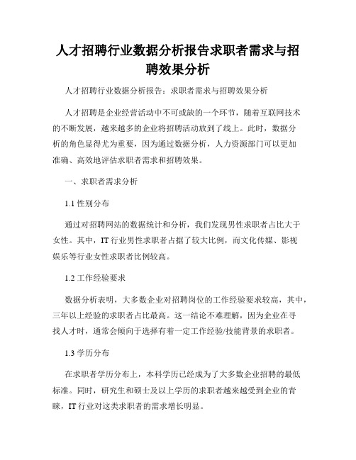 人才招聘行业数据分析报告求职者需求与招聘效果分析