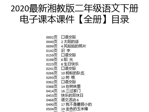 2020最新湘教版二年级语文下册电子课本课件【全册】