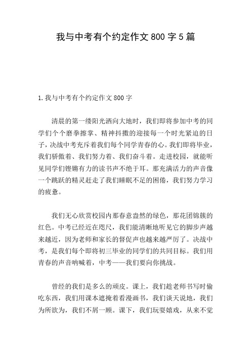 我与中考有个约定作文800字5篇