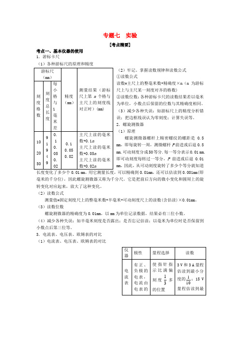 (临门一脚)高考物理 热点专题精确射靶专题复习 专题七 实验