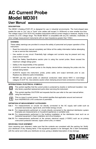 MD301电流探头用户手册说明书