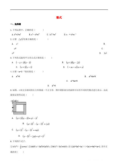 2019年中考数学专题复习卷：整式(含解析)