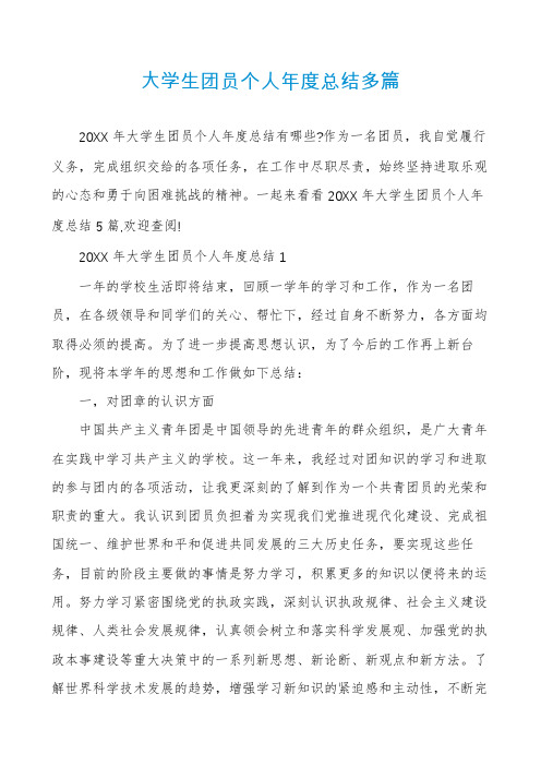 大学生团员个人年度总结多篇