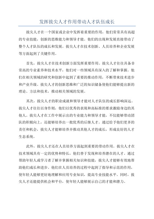 发挥拔尖人才作用带动人才队伍成长