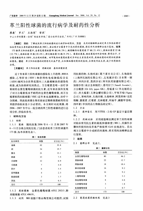 革兰阳性球菌的流行病学及耐药性分析
