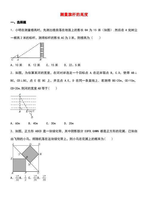 中考数学专项训练测量旗杆的高度(无答案)(1)