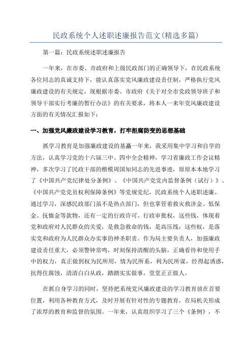 民政系统个人述职述廉报告范文(精选多篇)