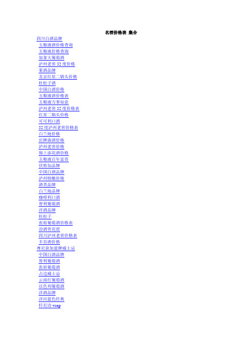 名酒价格表 集合