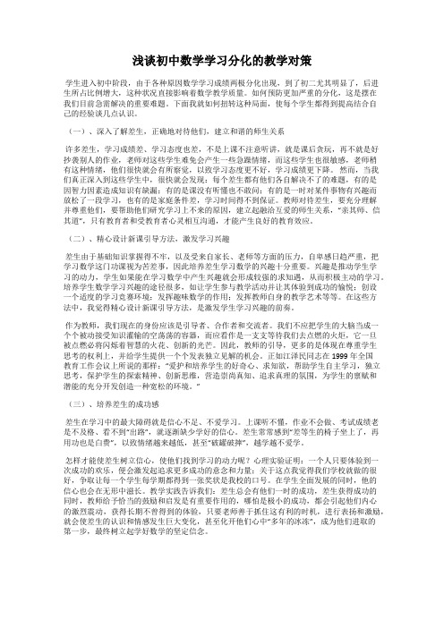 浅谈初中数学学习分化的教学对策