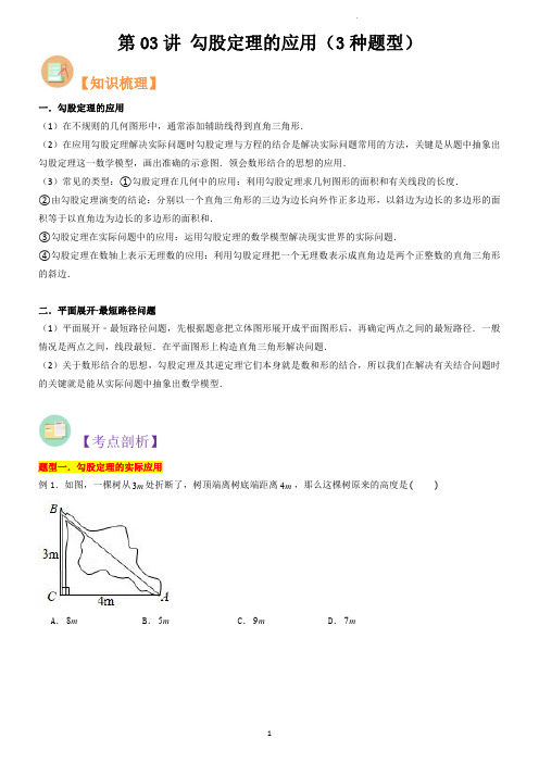 勾股定理的应用(3种题型)