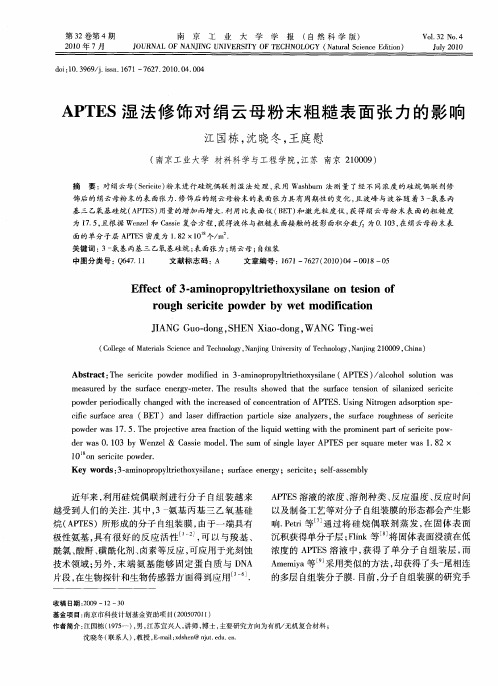 APTES湿法修饰对绢云母粉末粗糙表面张力的影响