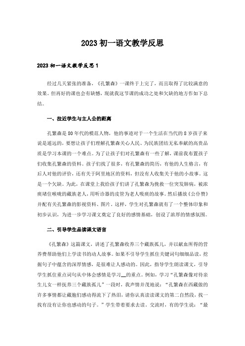 2023初一语文教学反思_3