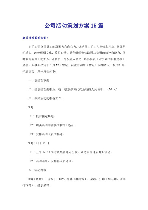 公司活动策划方案15篇