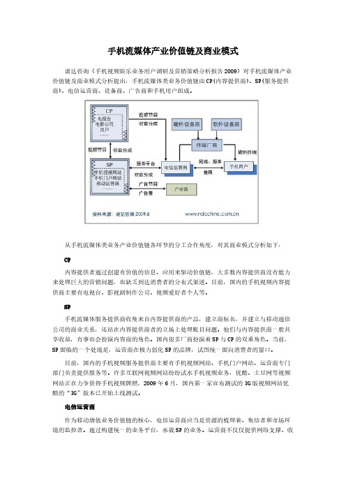 手机流媒体产业价值链及商业模式